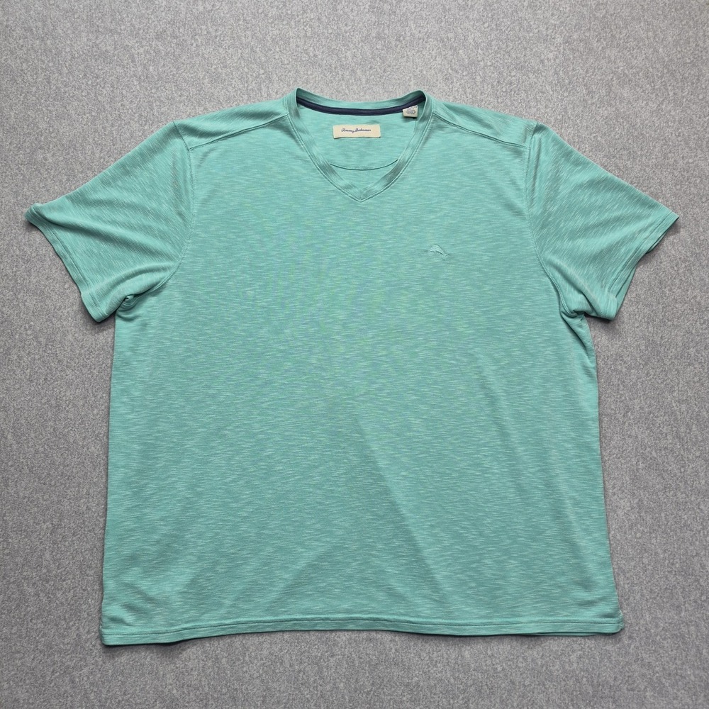 Tommy Bahama T-Shirt Mens 3XL Green Tencel Polyester Blend Crew Neck Casual Tee